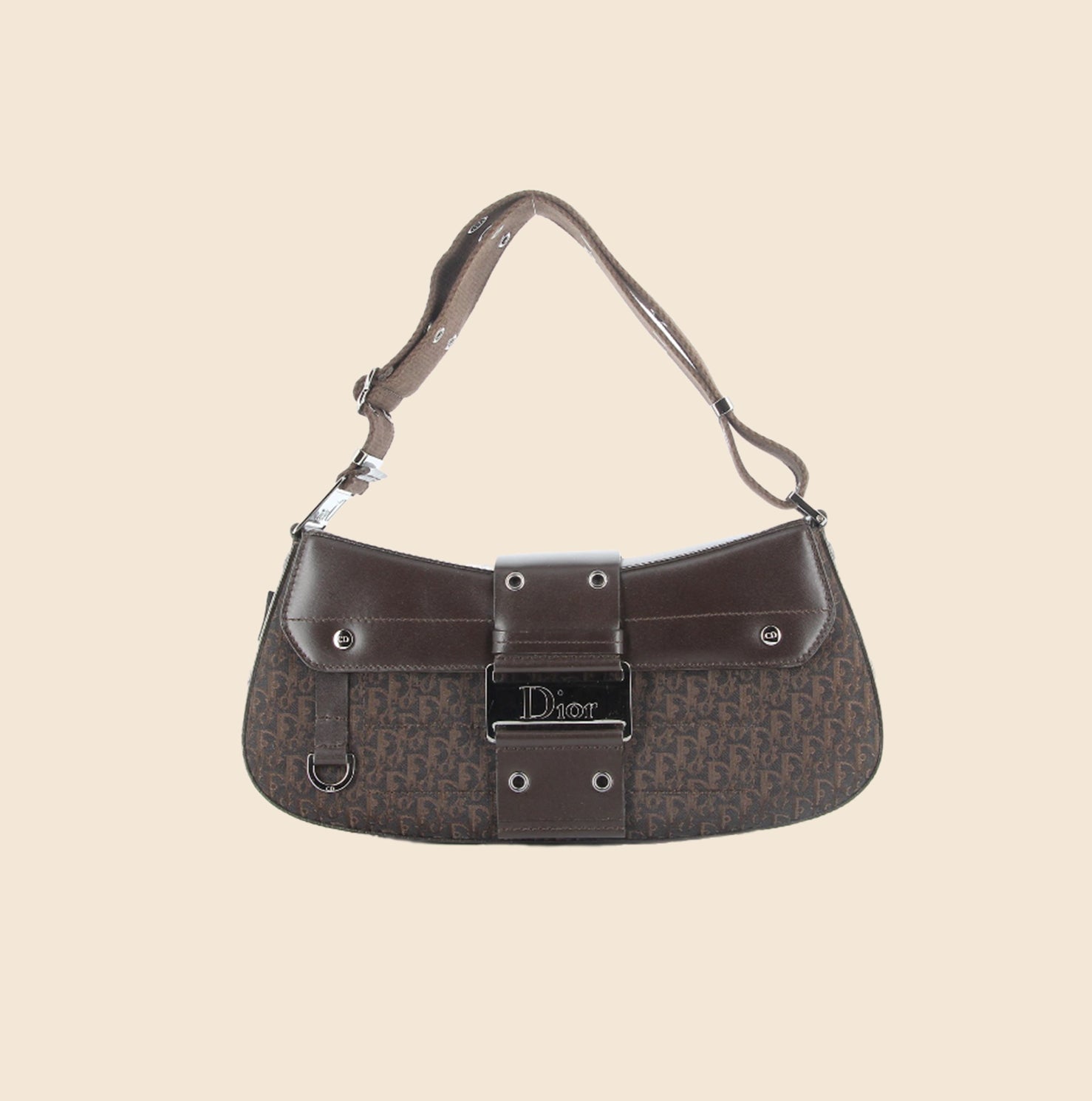 Vintage Christian Dior Street Chic Columbus Medium Brown Handbag