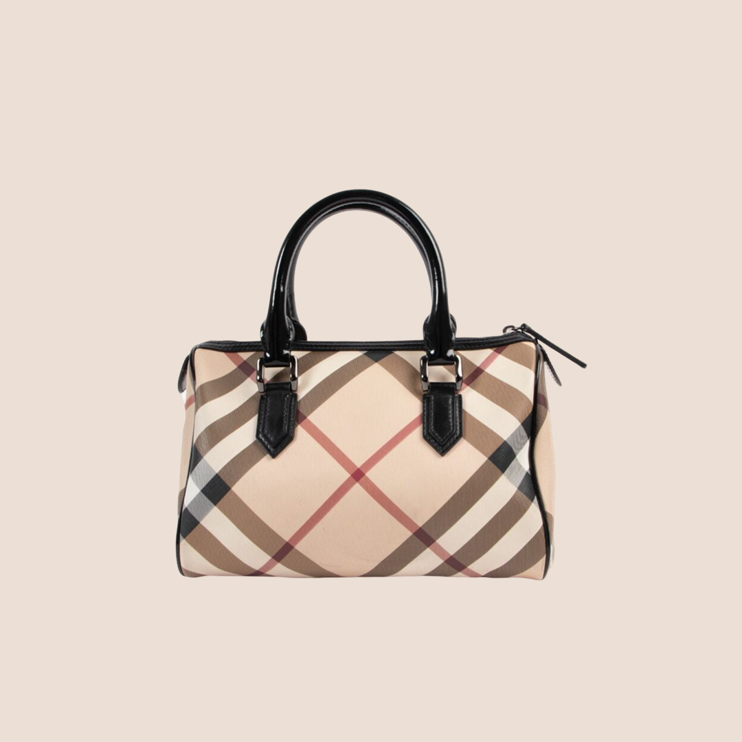 BURBERRY BEIGE BLACK NOVA CHECK CHESTER BOSTON BAG RDB