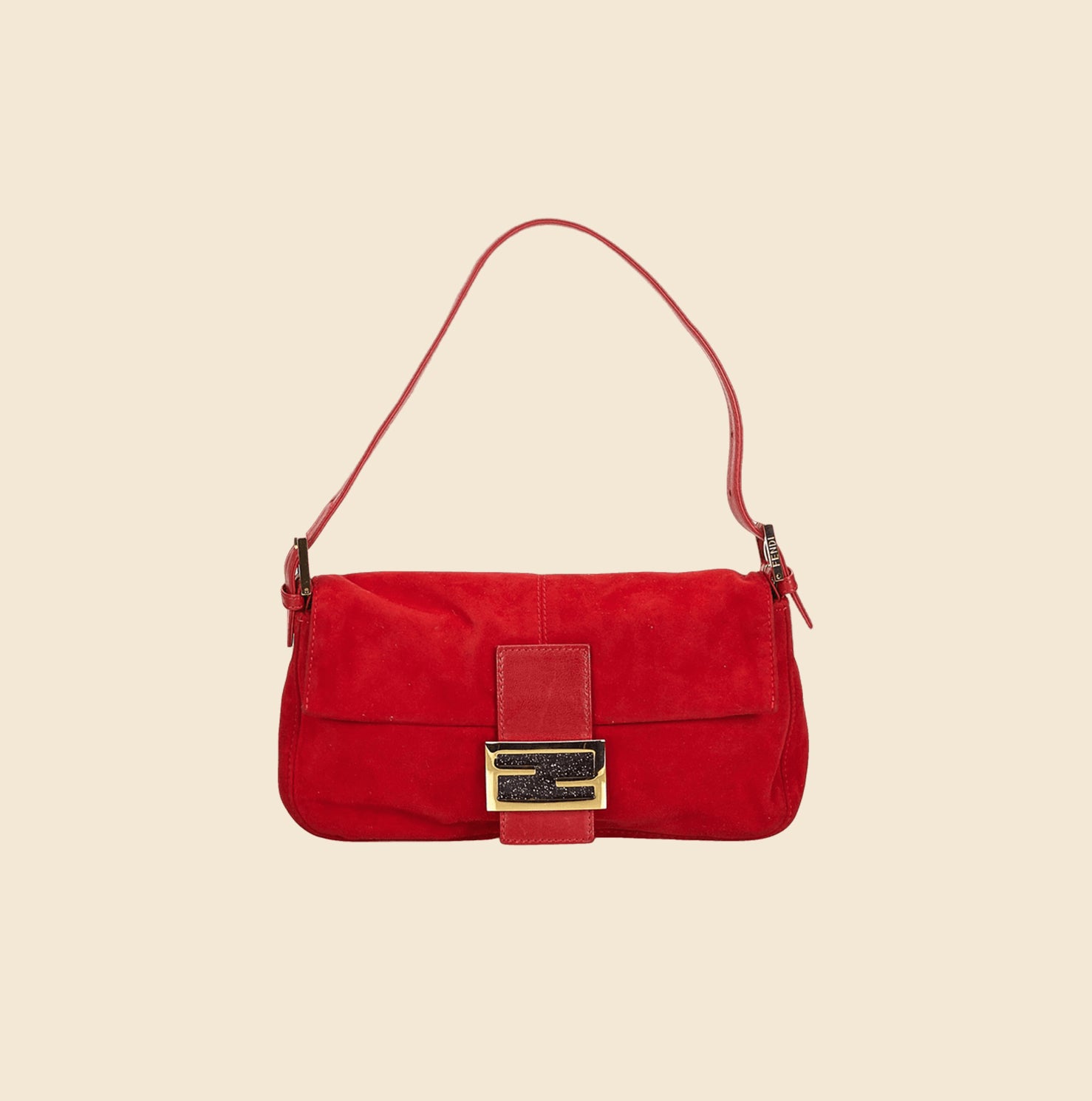FENDI Vintage Red Leather Baguette Bag