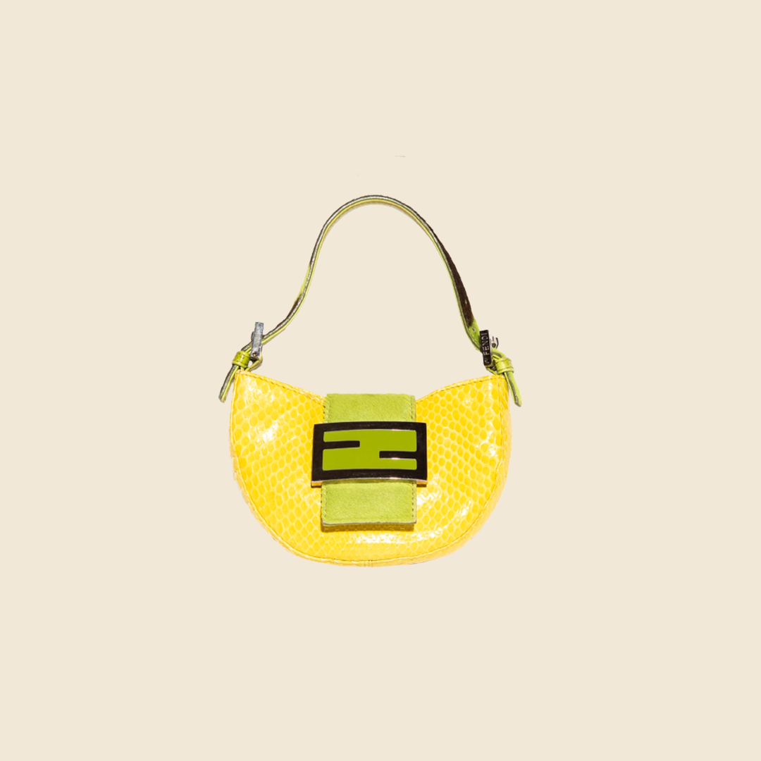 Fendi Mini 2000s Rounded Pink and Yellow Mini Croissant Bag · INTO