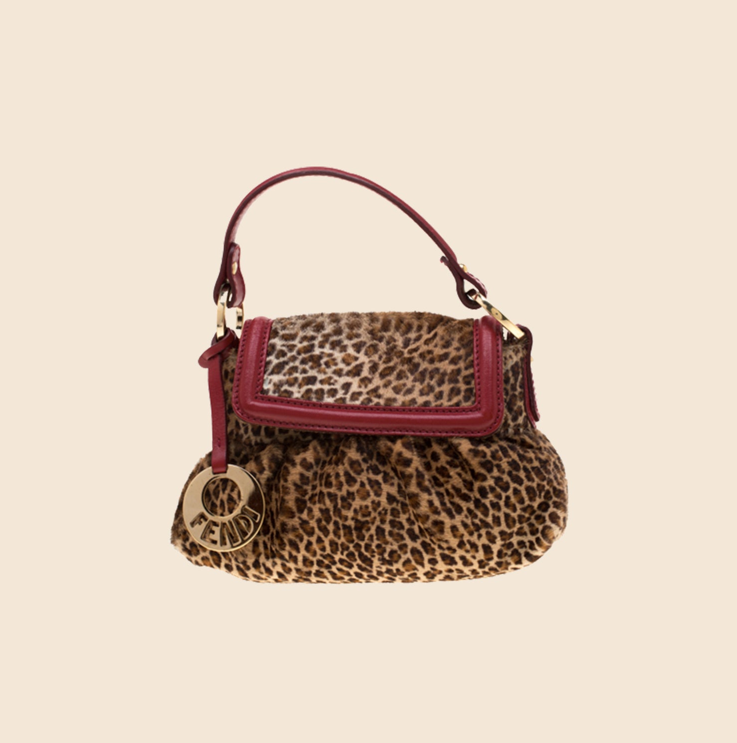 FENDI LEOPARD PRINT PONY HAIR MINI CHEF BAG RDB