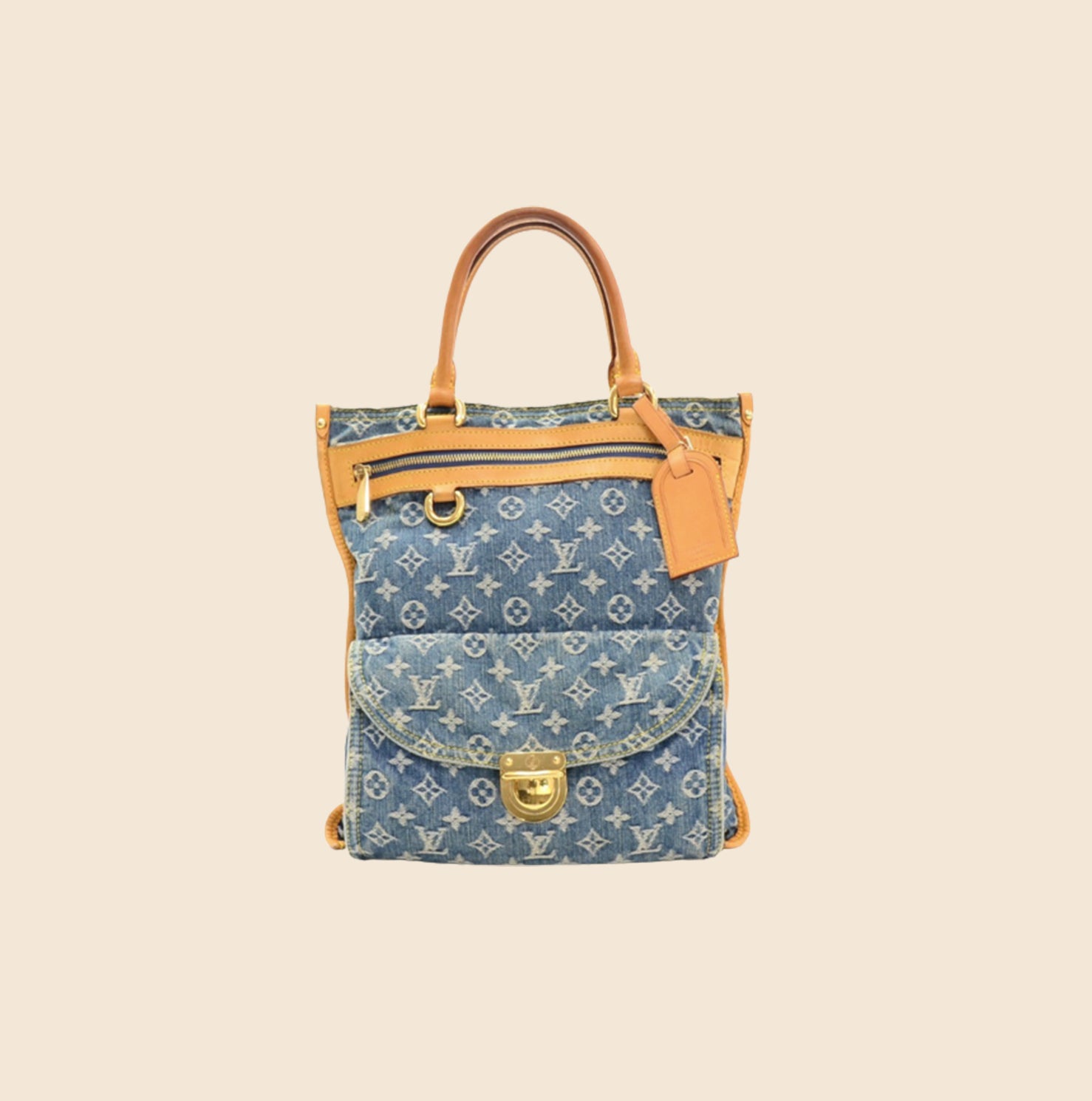 Blue Louis Vuitton Monogram Denim Sac Plat Tote Bag