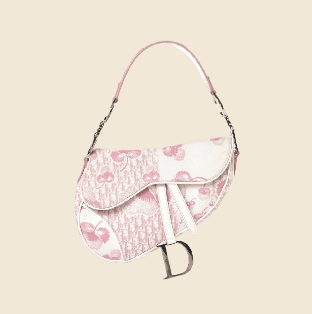 Saddle vintage classic cloth handbag Dior Pink in Cloth - 32631166