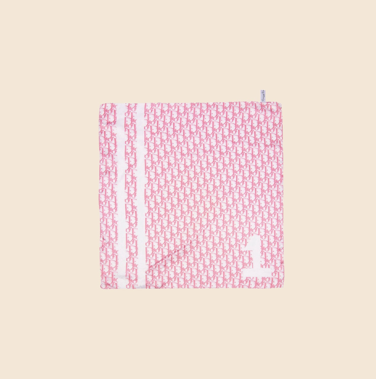 Christian Dior handkerchief Scarf Flower pattern Pink 53x53cm Silk Vintage