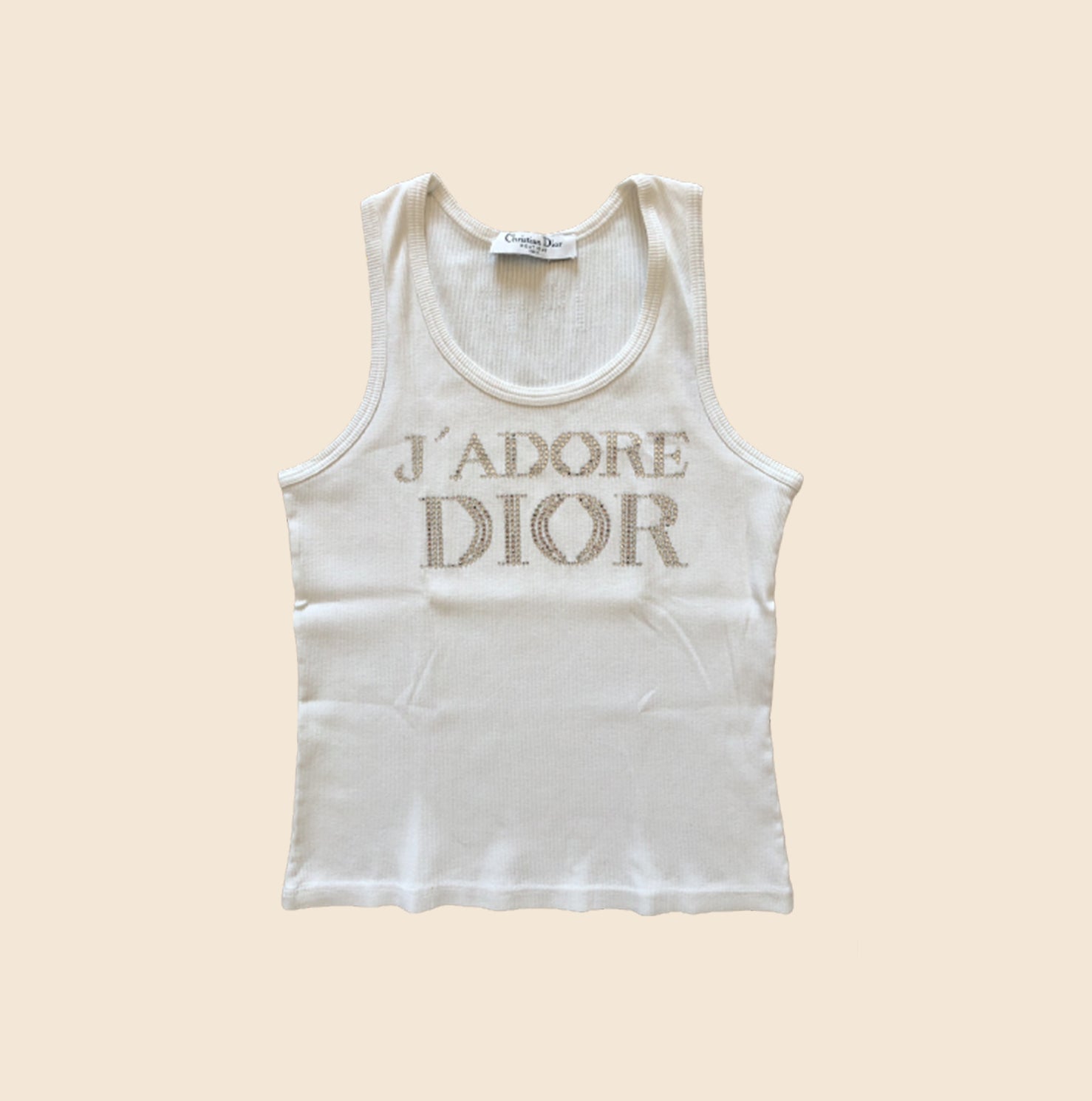 J'adore Dior 2000s Rare Ribbed Crystal Rhinestone Tank · INTO