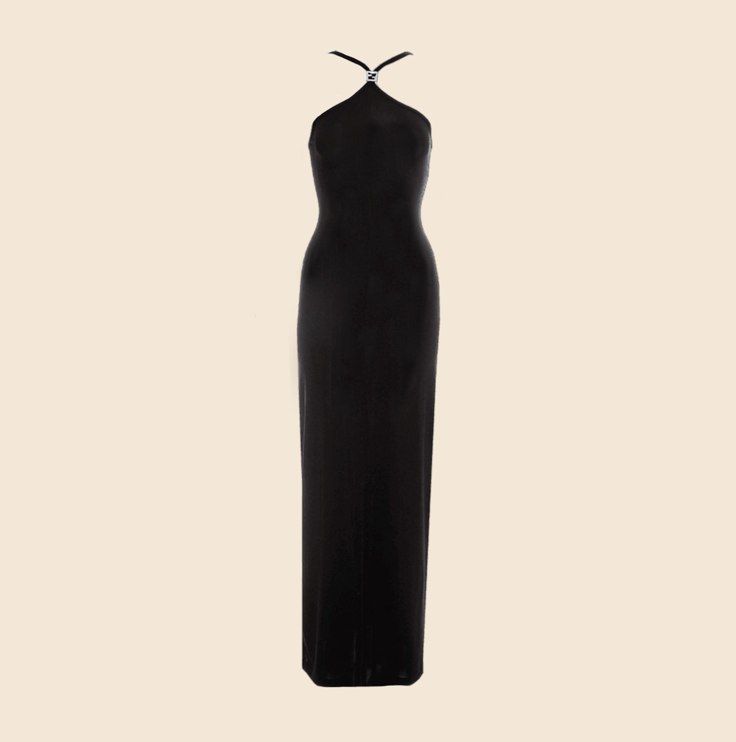 FENDI BY KARL LAGERFELD BLACK LYCRA MAXI DRESS