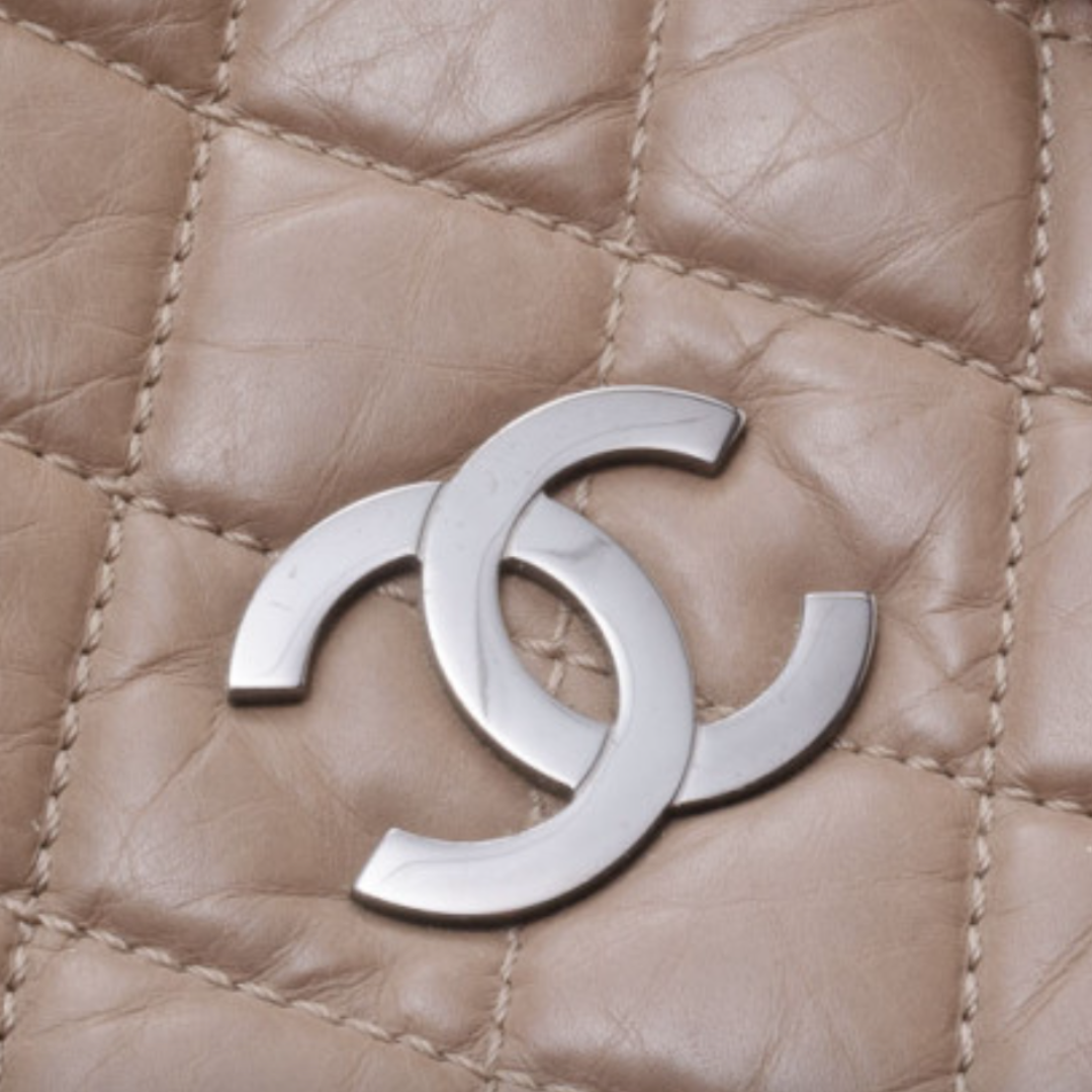 CHANEL BROWN BEIGE PUFFY DOME SATCHEL