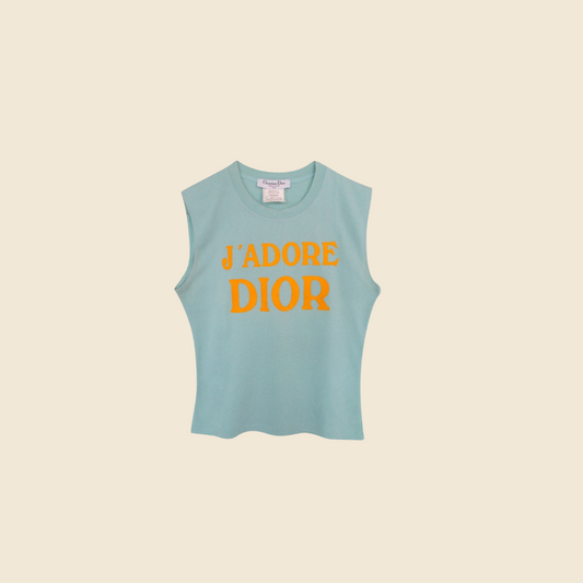 CHRISTIAN DIOR PALE BLUE "J'ADORE DIOR" SLEEVELESS TANK TOP