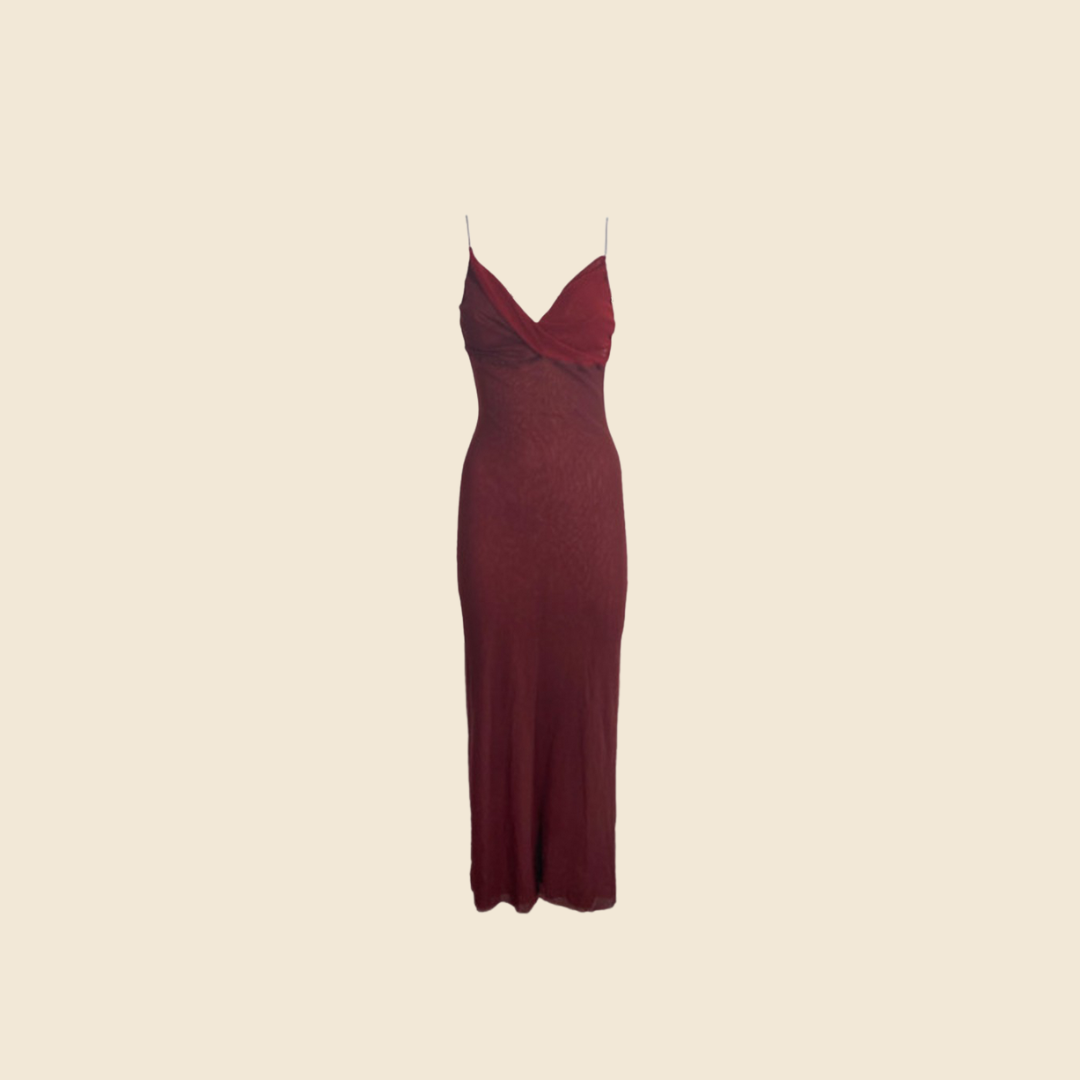 JEAN PAUL GAULTIER SOLEIL BURGUNDY MIDI DRESS