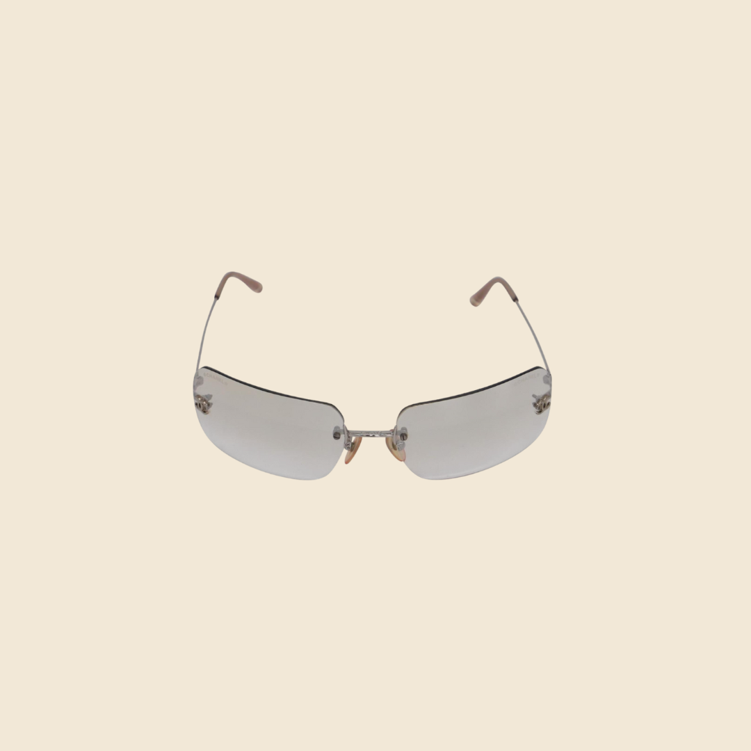 CHANEL CC LOGO TRANSPARENT RIMLESS SUNGLASSES