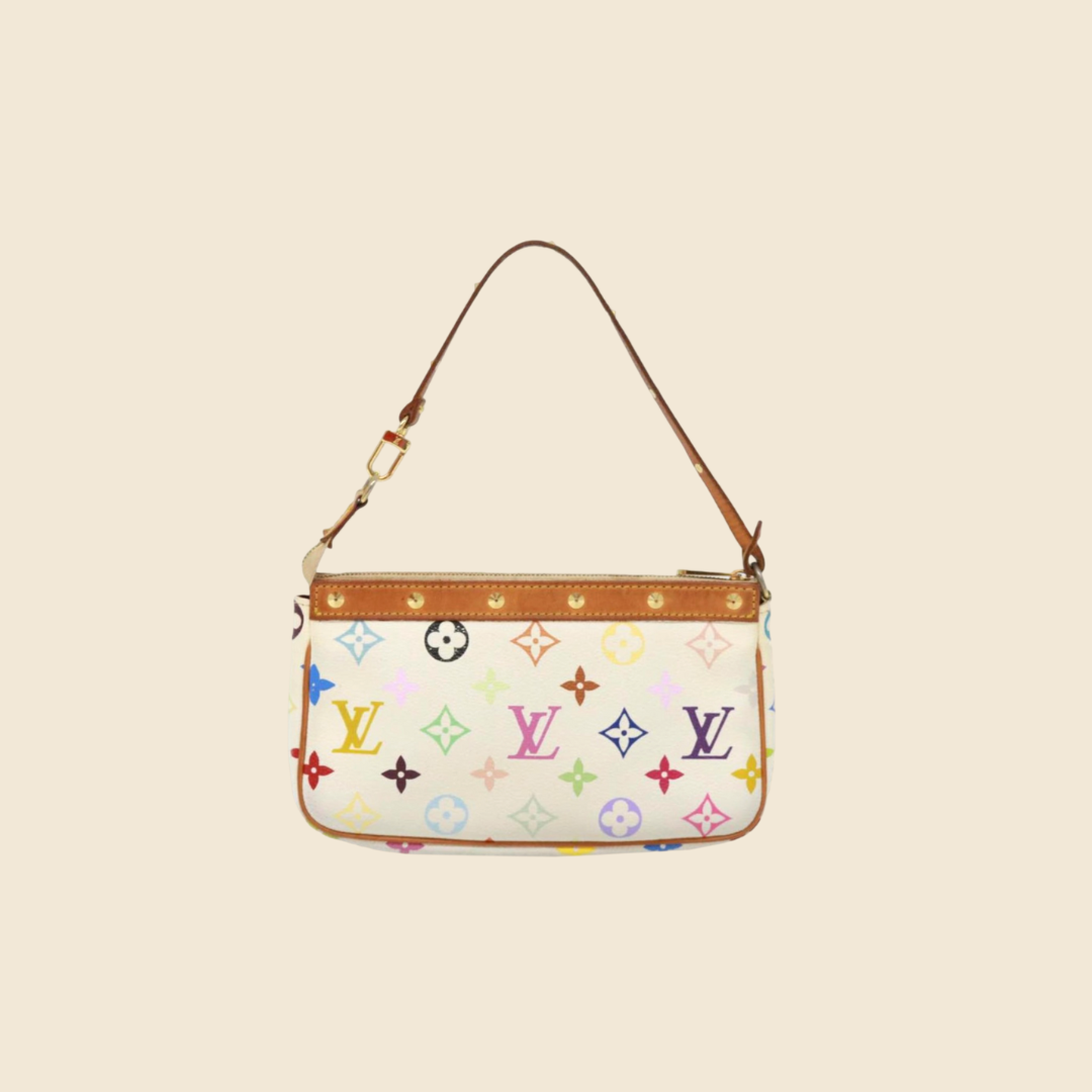 LOUIS VUITTON x TAKASHI MURAKAMI WHITE MULTICOLOUR MONOGRAM POCHETTE ACCESSOIRES