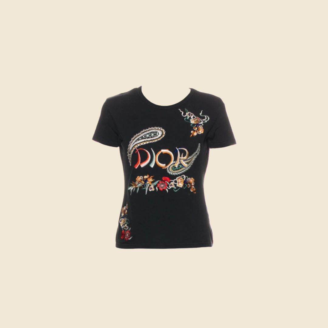 CHRISTIAN DIOR 2002 ORIENTAL EMBROIDERED T-SHIRT