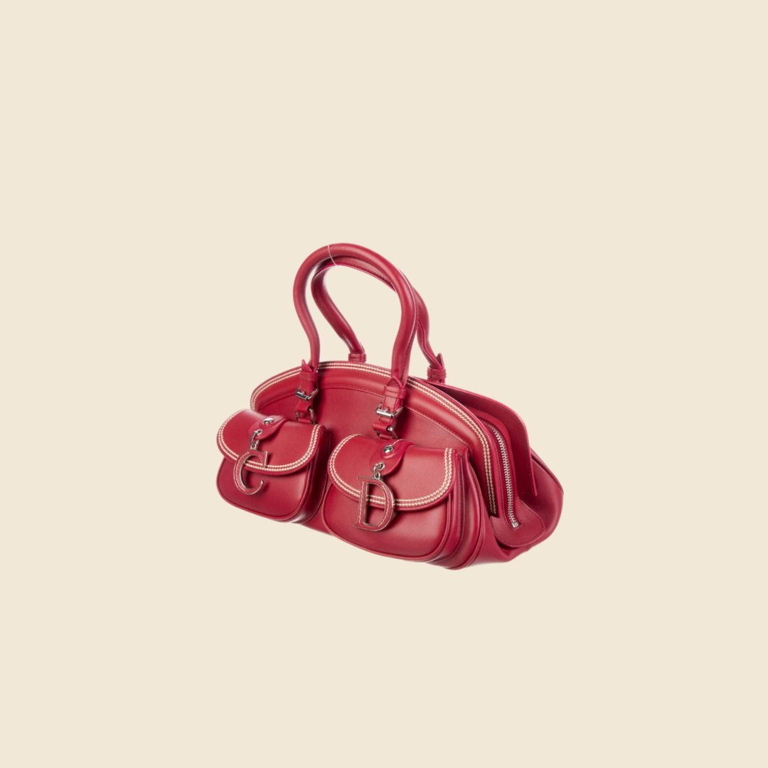 CHRISTIAN DIOR 2005 RED LEATHER DETECTIVE BAG