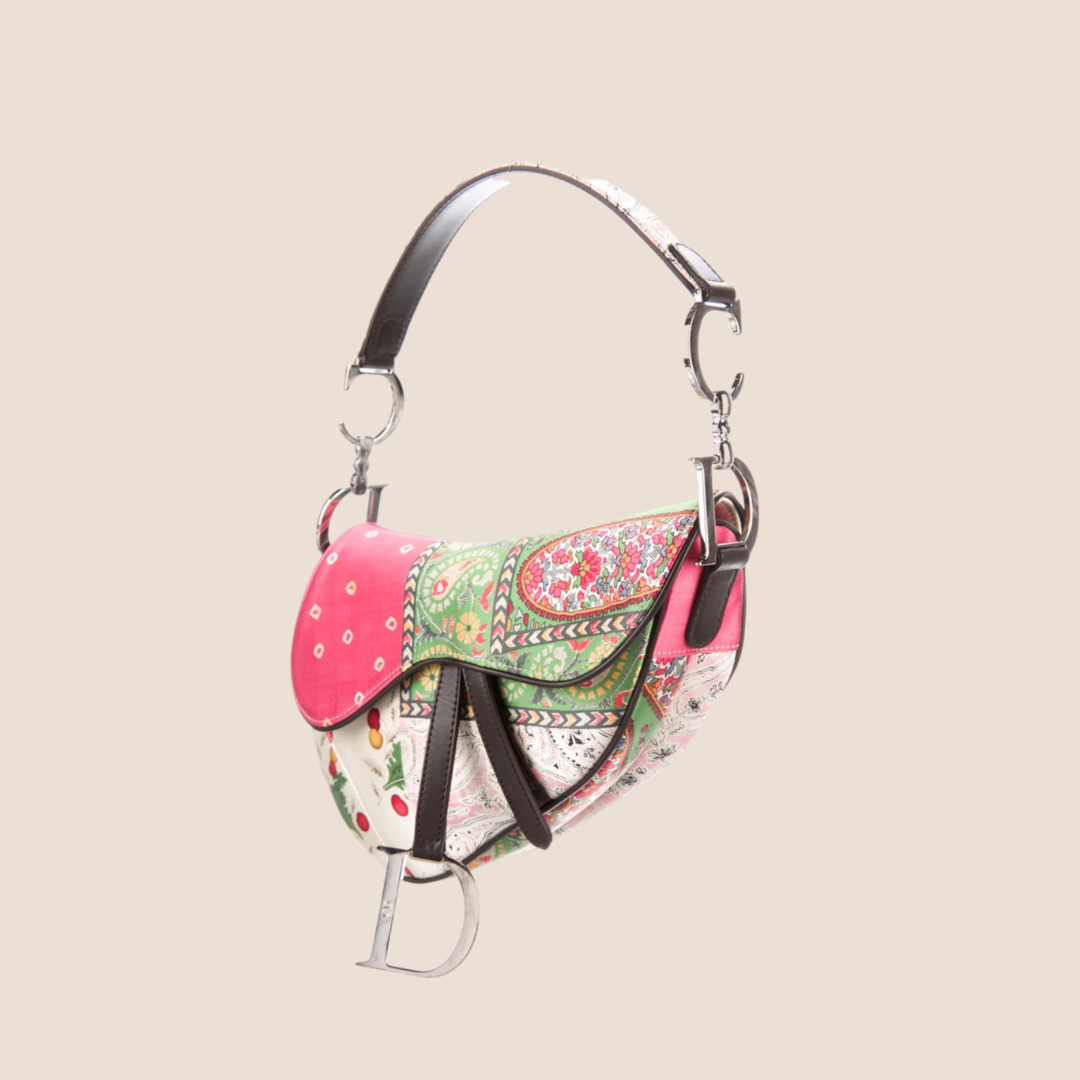 CHRISTIAN DIOR 2003 SILK PATCHWORK SADDLE BAG