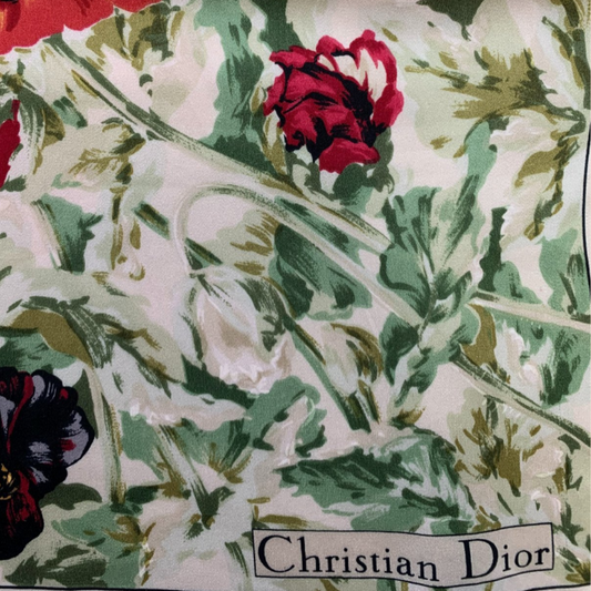 CHRISTIAN DIOR SILK FLOWER PRINT SCARF