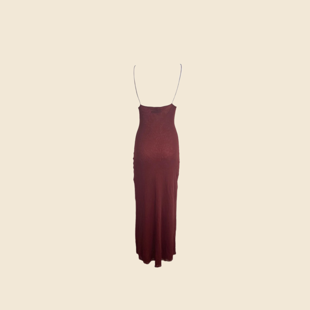 JEAN PAUL GAULTIER SOLEIL BURGUNDY MIDI DRESS