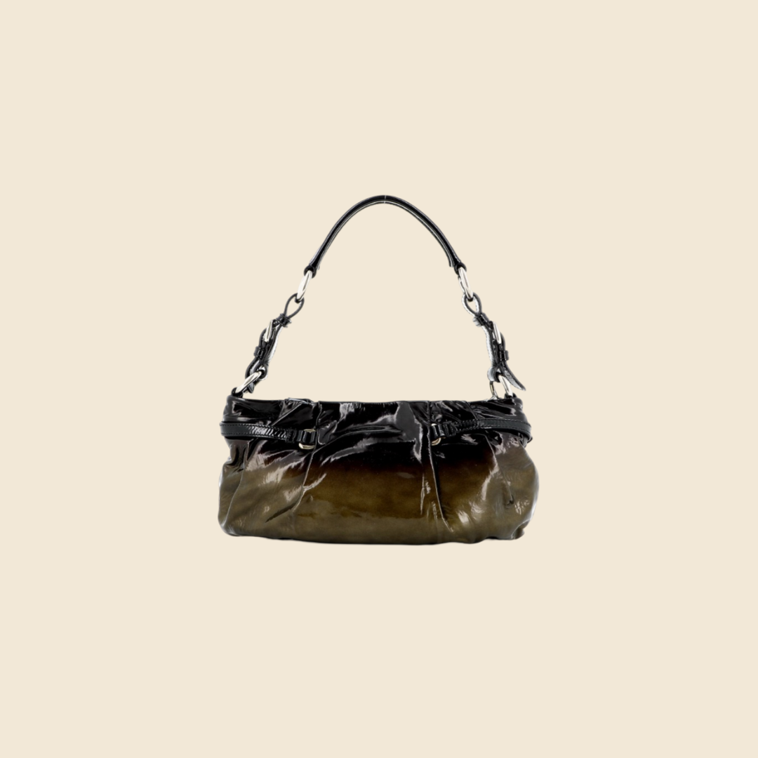 PRADA OMBRE PATENT LEATHER BAGUETTE