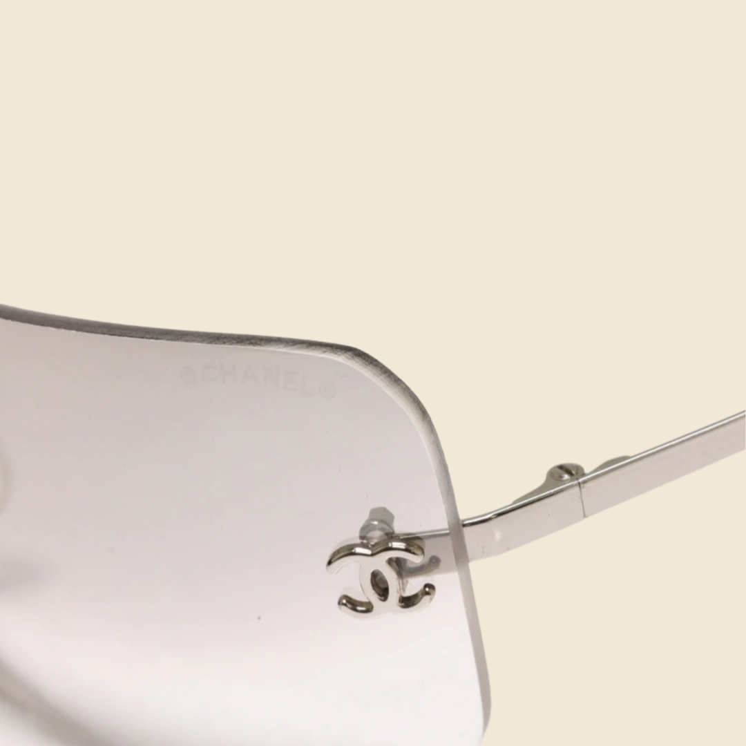 CHANEL CC LOGO TRANSPARENT RIMLESS SUNGLASSES