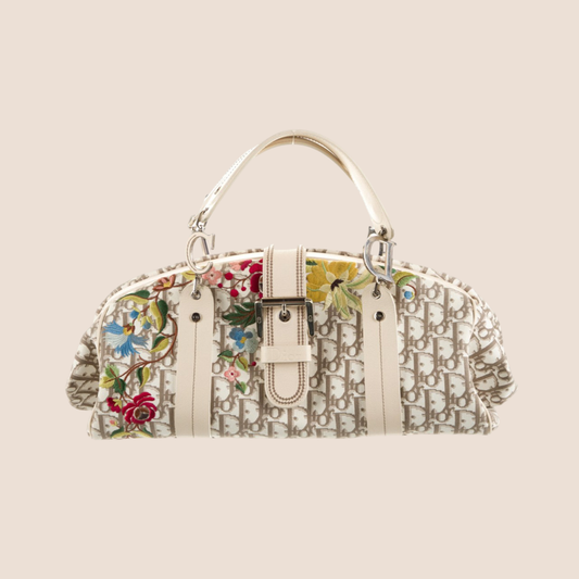 CHRISTIAN DIOR 2005 DIORISSIMO FLORAL EMBROIDERED TROTTER BAG