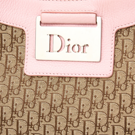 CHRISTIAN DIOR PINK & BEIGE DIORISSIMO CANVAS HOBO BAG