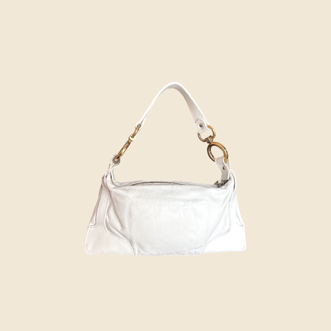 FENDI 2004 WHITE LEATHER SMALL CHEF POCKET BAG