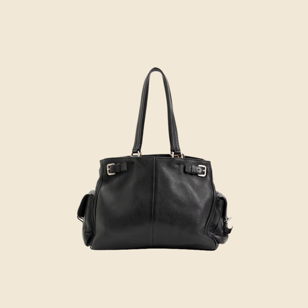 PRADA 2000s BLACK LEATHER SHOULDER BAG