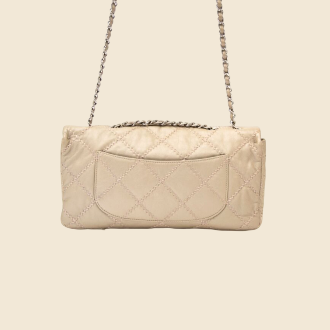 CHANEL METALLIC EAST WEST ULTRA STITCH FLAP BAG