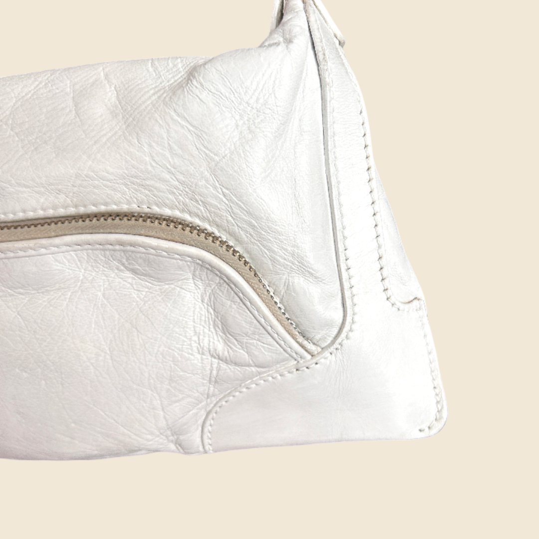 FENDI 2004 WHITE LEATHER SMALL CHEF POCKET BAG