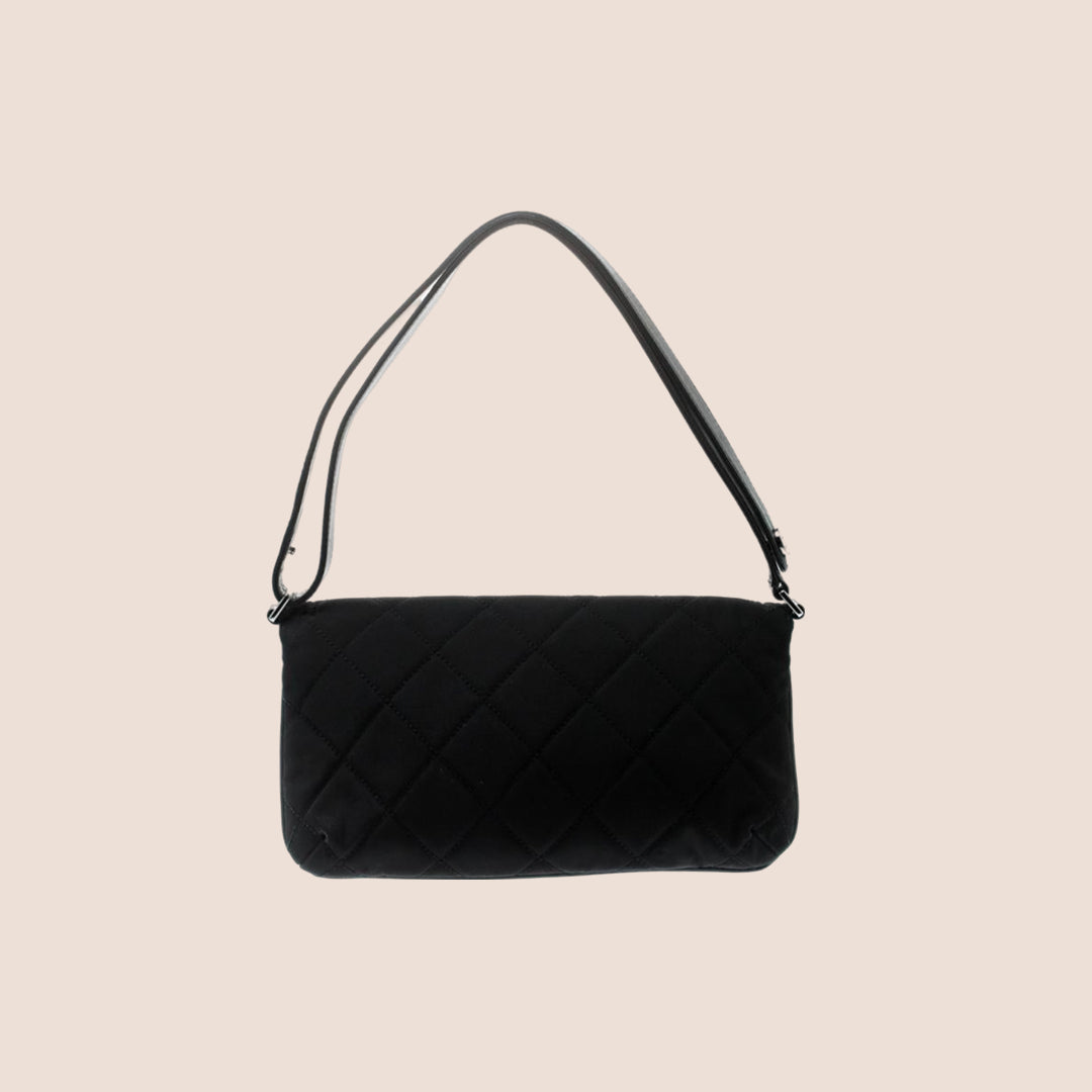 CHANEL BLACK CANVAS QUILTED GIANT REISSUE FLAP BAG