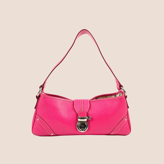 BURBERRY 2000s PINK LEATHER BAGUETTE BAG