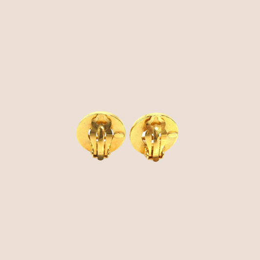 CHANEL 1997 CC GOLD BUTTON CLIP-ON EARRINGS