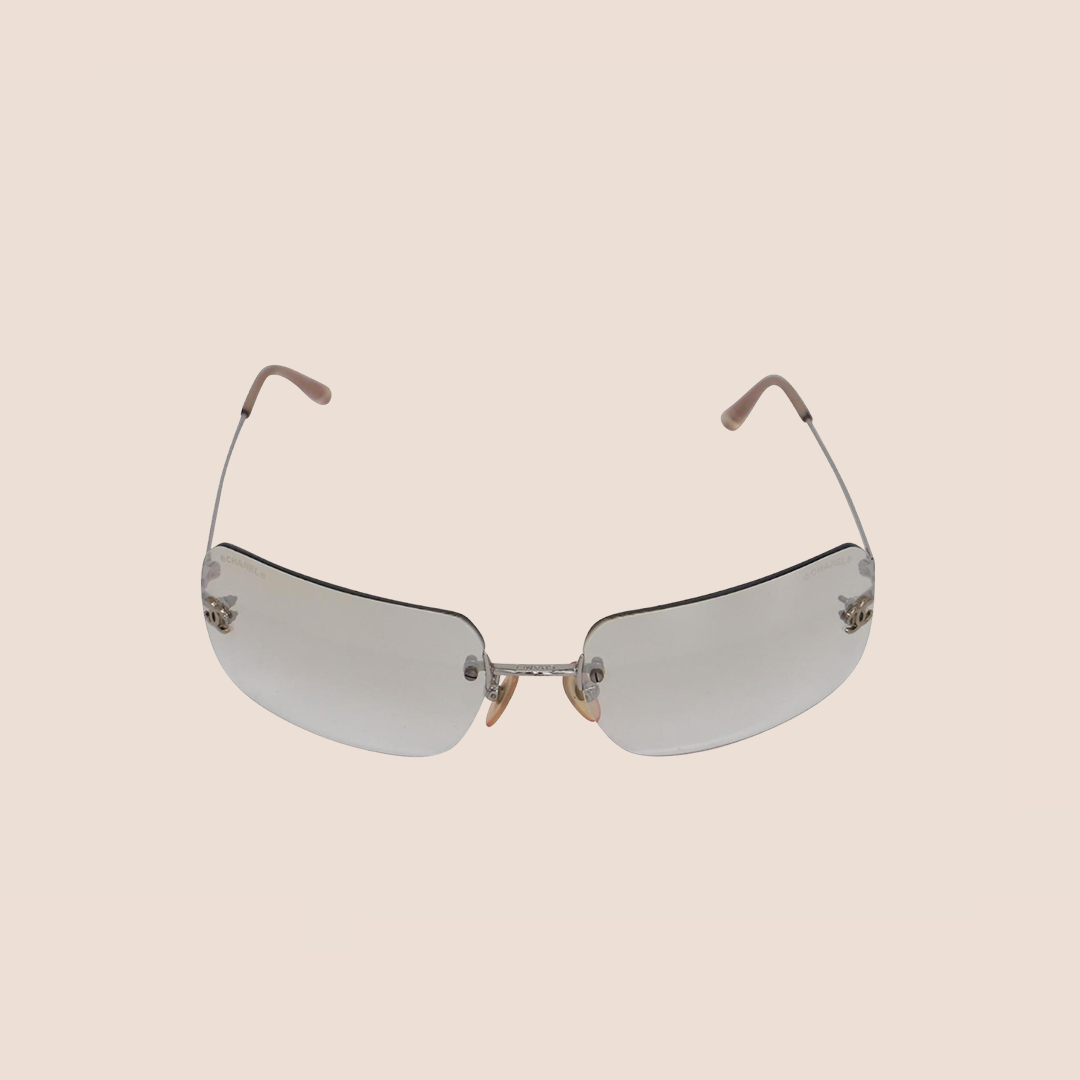 CHANEL CC LOGO TRANSPARENT RIMLESS SUNGLASSES