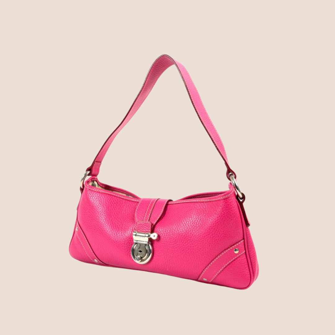 BURBERRY 2000s PINK LEATHER BAGUETTE BAG