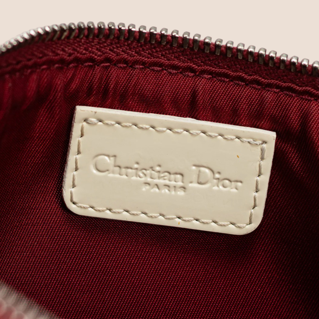 CHRISTIAN DIOR BURGUNDY CREAM SADDLE POCHETTE