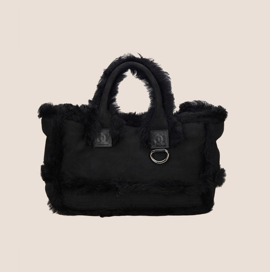 CHANEL 2000 BLACK FUR TOTE BAG