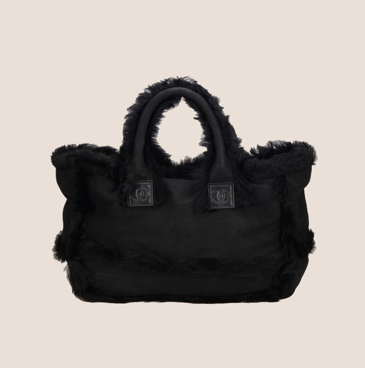 CHANEL 2000 BLACK FUR TOTE BAG