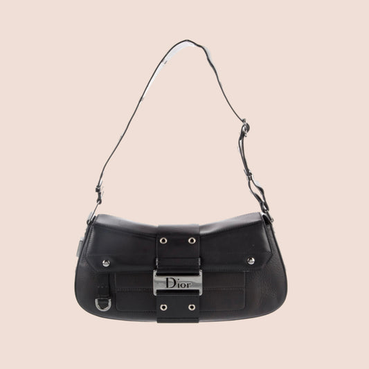 CHRISTIAN DIOR BLACK LEATHER STREET CHIC COLUMBUS BAG