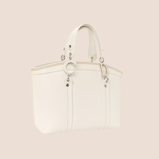 CHRISTIAN DIOR WHITE LEATHER SMALL DOME BAG