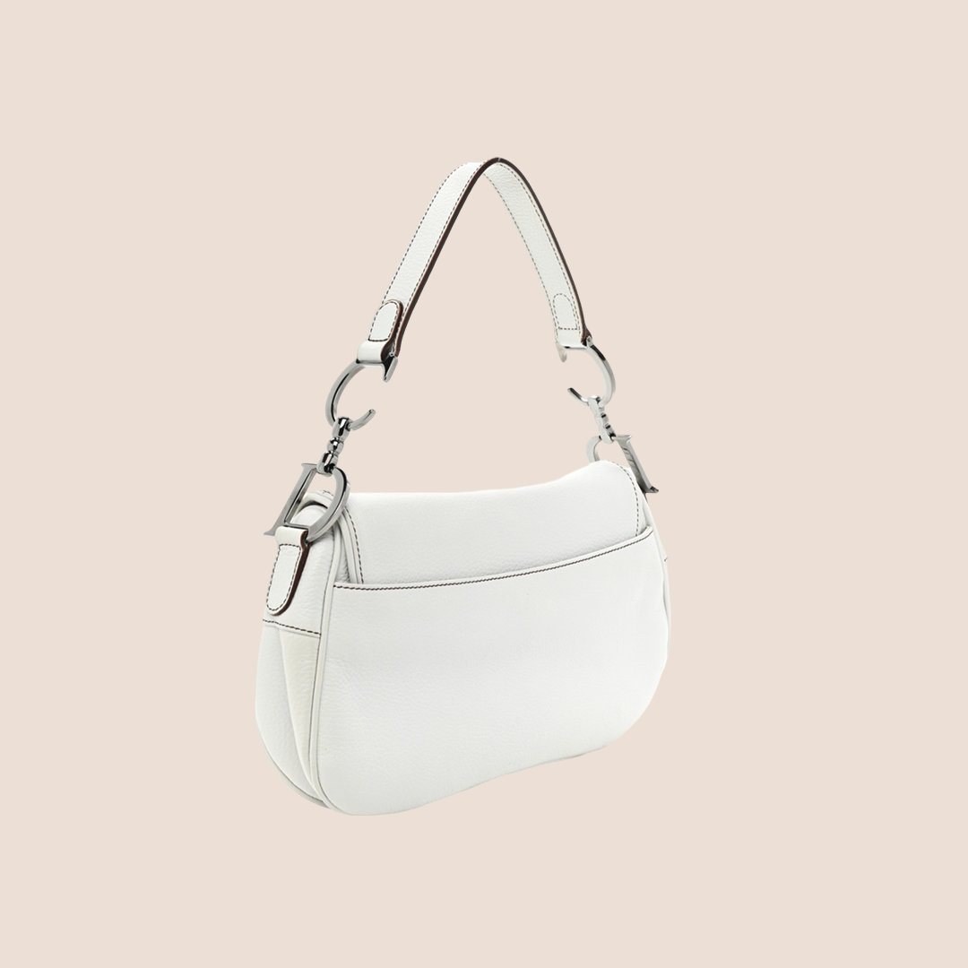 CHRISTIAN DIOR 2002 WHITE LEATHER DOUBLE SADDLE BAG