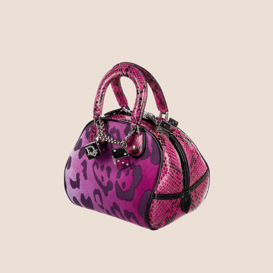 CHRISTAN DIOR 2004 PYTHON TRIMMED GAMBLER DICE BAG