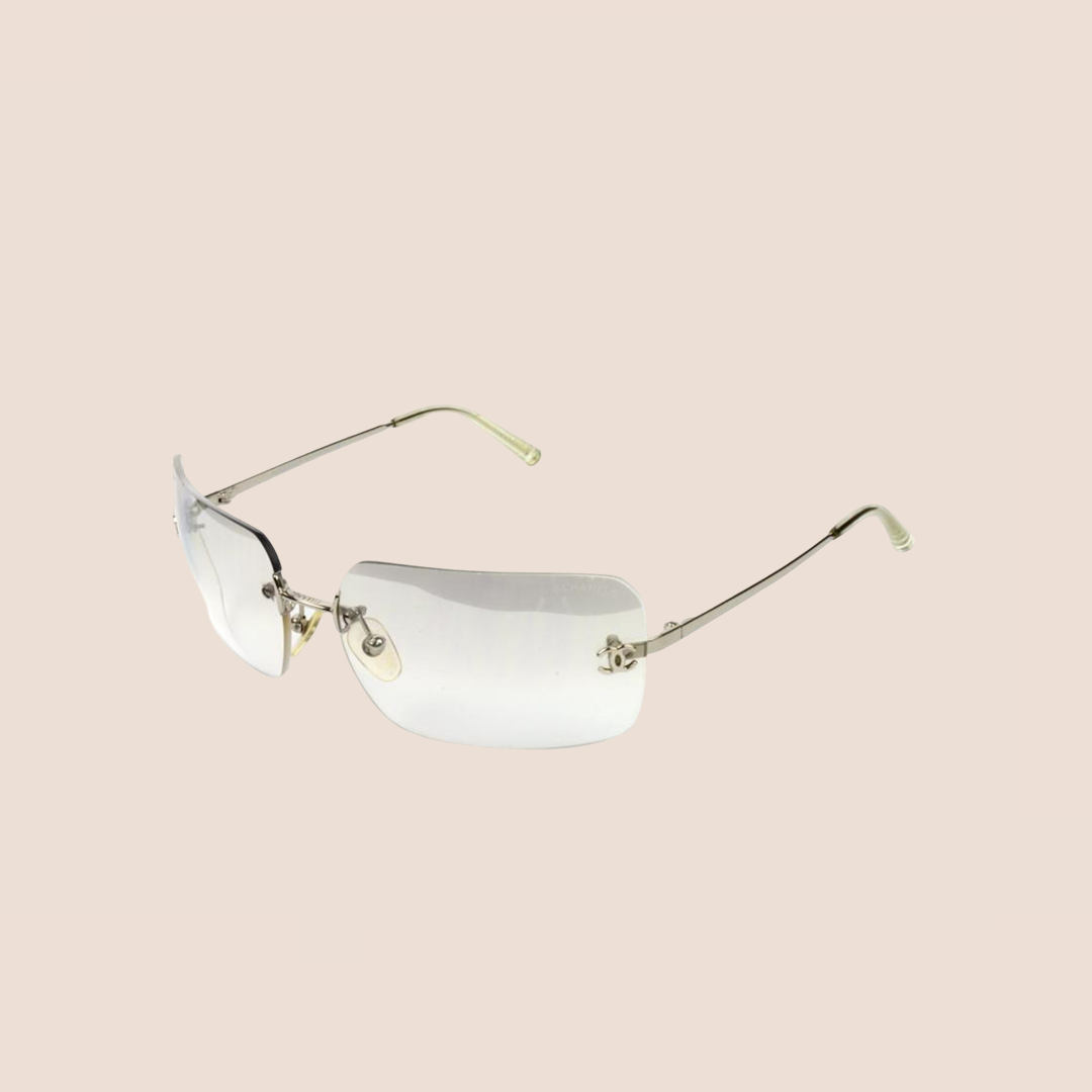 CHANEL CC LOGO TRANSPARENT RIMLESS SUNGLASSES