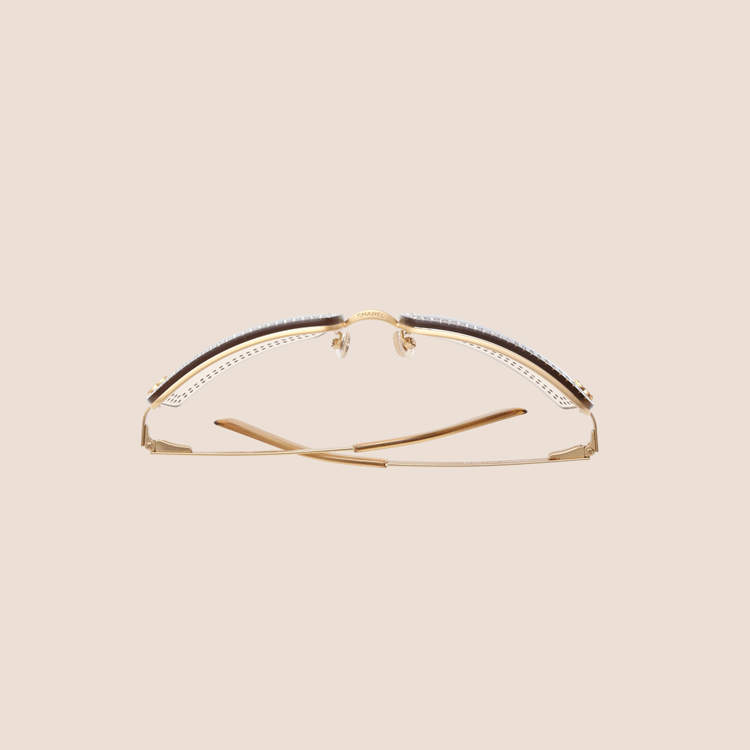 CHANEL 00s GOLD CRYSTAL RIMLESS SUNGLASSES