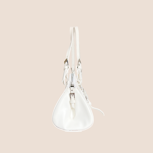 CHRISTIAN DIOR FALL 2003 WHITE LEATHER BONDAGE BAG