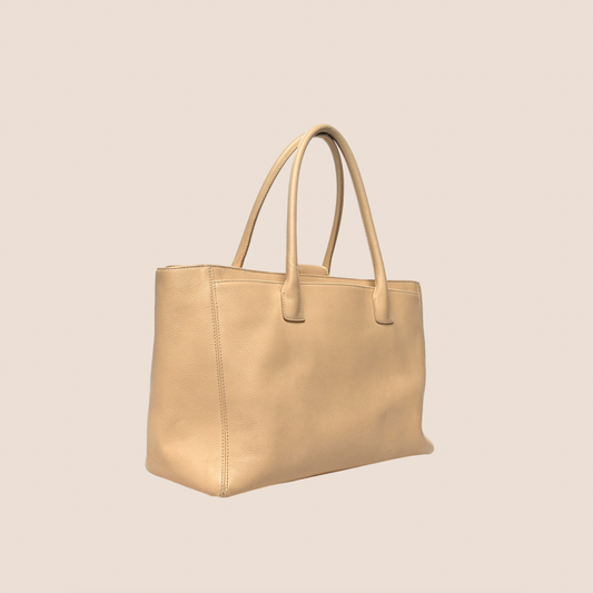 CHANEL BEIGE CALFSKIN EXECUTIVE SHOPPER TOTE