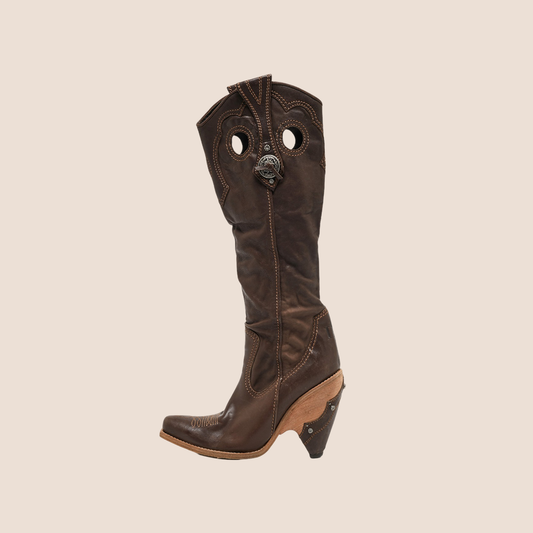 CHRISTIAN DIOR BROWN LEATHER WESTERN COWBOY BOOTS