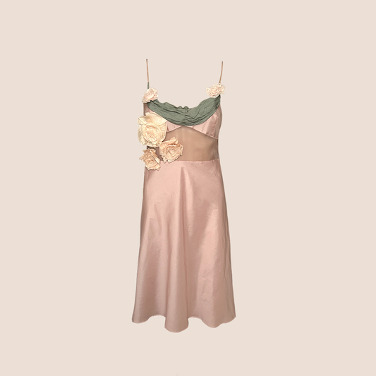 MIU MIU SPRING 2004 PINK FLORAL SILK DRESS