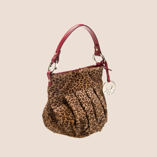 FENDI 2004 LEOPARD PRINT PONY HAIR MINI CHEF BAG