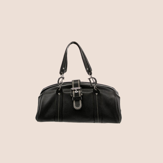 CHRISTIAN DIOR 2005 BLACK LEATHER FRAME BAG