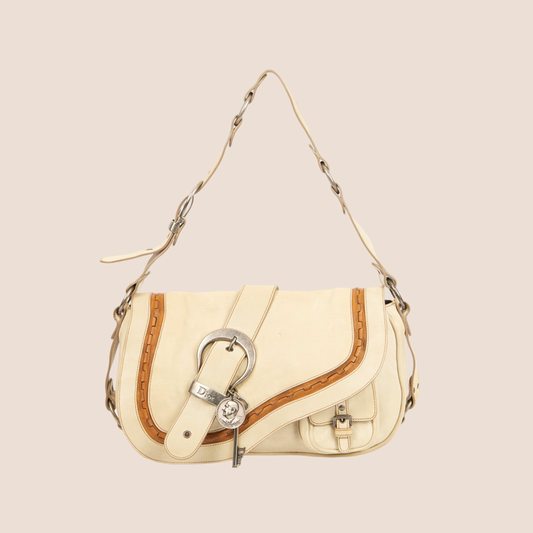 CHRISTIAN DIOR 2006 NEUTRAL BEIGE GAUCHO SHOULDER BAG