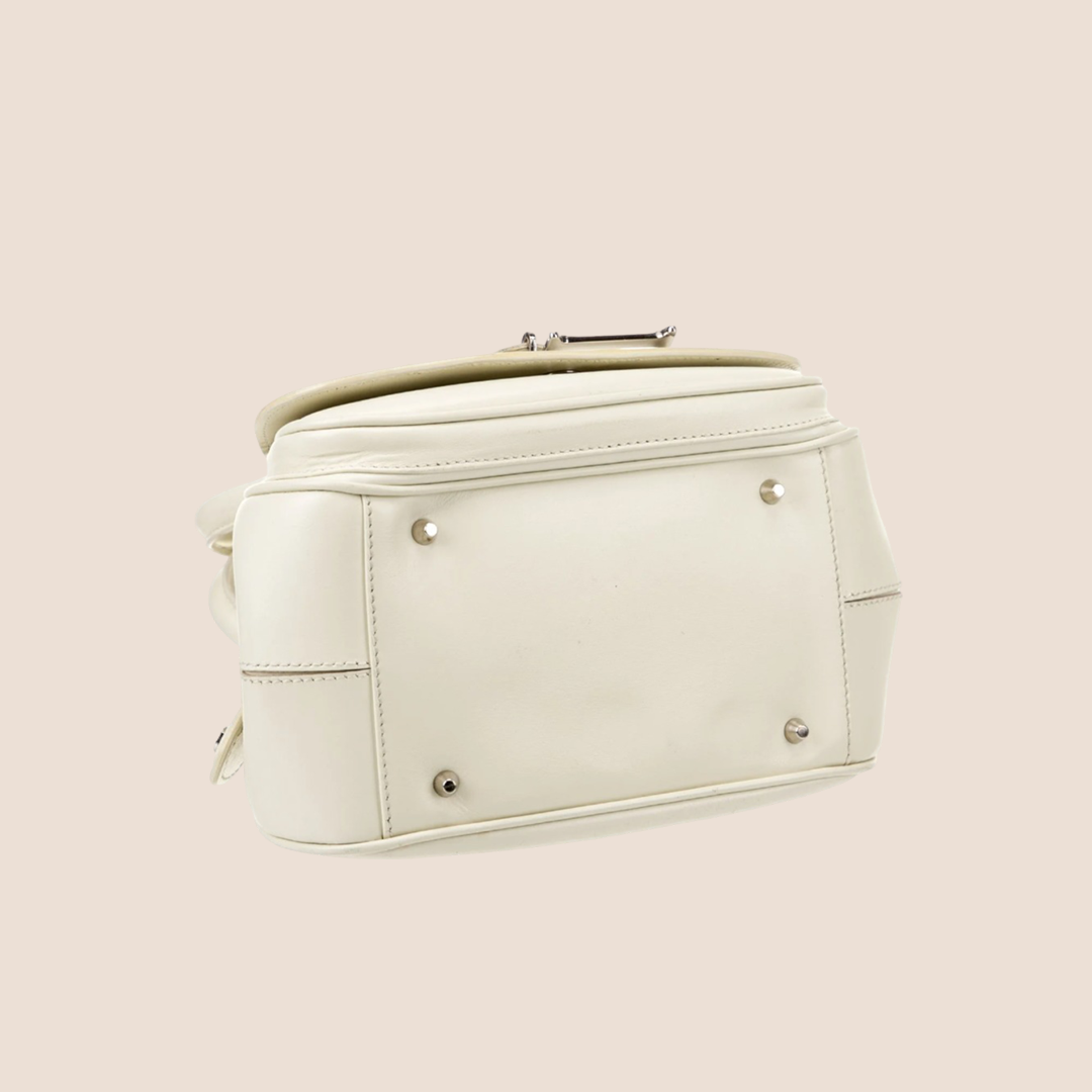 CHRISTIAN DIOR WHITE LEATHER MINI DETECTIVE BAG